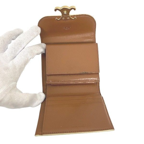 Celine Triomphe Small Flap Wallet White Trifold Wallet Women's