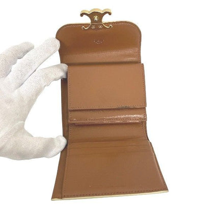 Celine Triomphe Small Flap Wallet White Trifold Wallet Women's