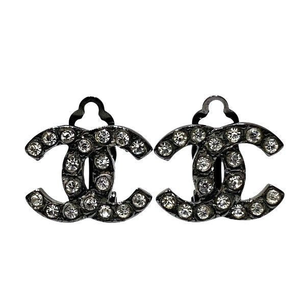 Chanel Cocomark Rhinestone Brand Accessories Earring Women's