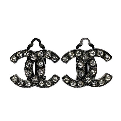 Chanel Cocomark Rhinestone Brand Accessories Earring Women's