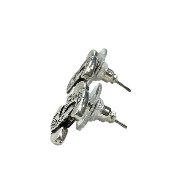 Chanel Silver 99a Here Mark Paris Alphabet Brand Accessories Earrings Ladies