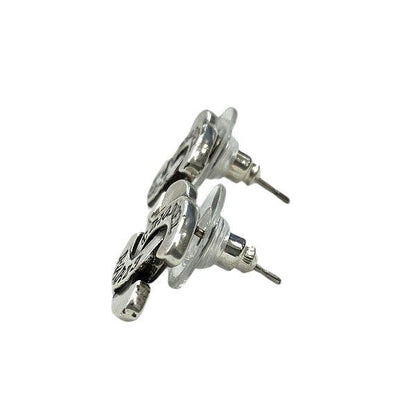 Chanel Silver 99a Here Mark Paris Alphabet Brand Accessories Earrings Ladies