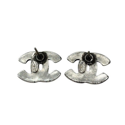 Chanel Silver 99a Here Mark Paris Alphabet Brand Accessories Earrings Ladies