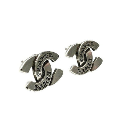 Chanel Silver 99a Here Mark Paris Alphabet Brand Accessories Earrings Ladies