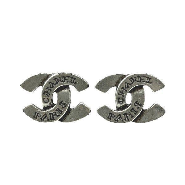 Chanel Silver 99a Here Mark Paris Alphabet Brand Accessories Earrings Ladies