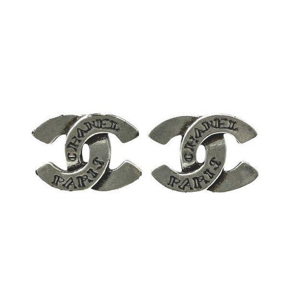 Chanel Silver 99a Here Mark Paris Alphabet Brand Accessories Earrings Ladies