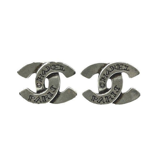 Chanel Silver 99a Here Mark Paris Alphabet Brand Accessories Earrings Ladies
