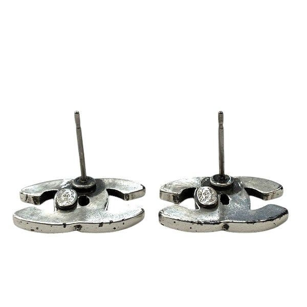 Chanel Silver 99a Here Mark Paris Alphabet Brand Accessories Earrings Ladies