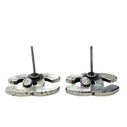 Chanel Silver 99a Here Mark Paris Alphabet Brand Accessories Earrings Ladies