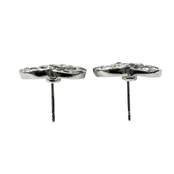 Chanel Silver 05a Coco Mark Rhinestone Brand Accessories Earrings Women's