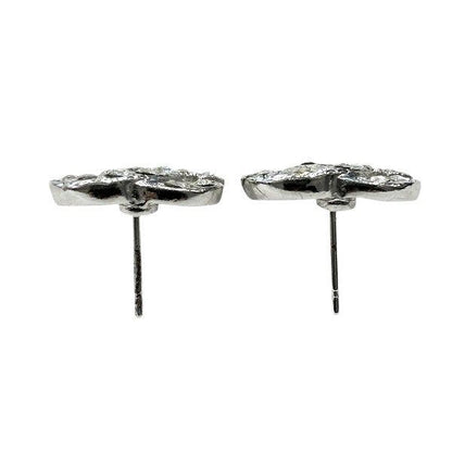 Chanel Silver 05a Coco Mark Rhinestone Brand Accessories Earrings Women's