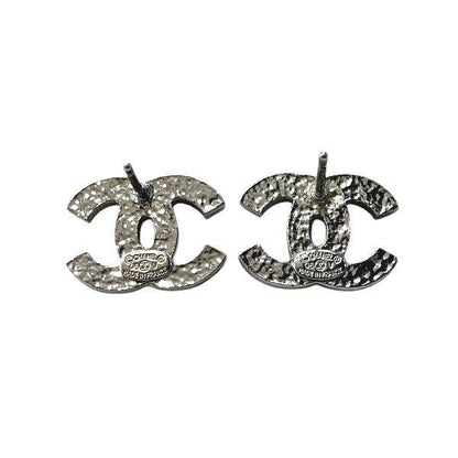Chanel Silver 06v Coco Mark Rhinestone Brand Accessories Earrings Ladies