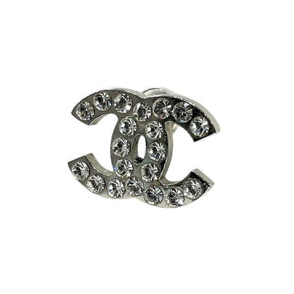 Chanel Silver 06v Coco Mark Rhinestone Brand Accessories Earrings Ladies
