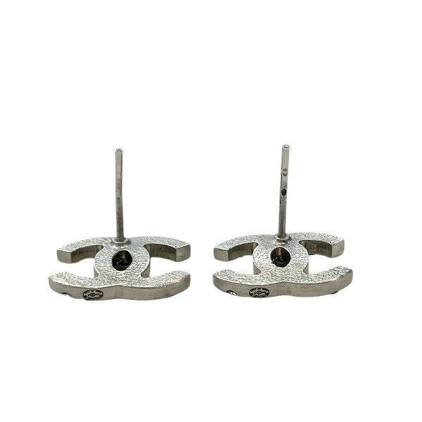 Chanel Silver B11p Coco Mark Rhinestone Brand Accessories Earrings Women's