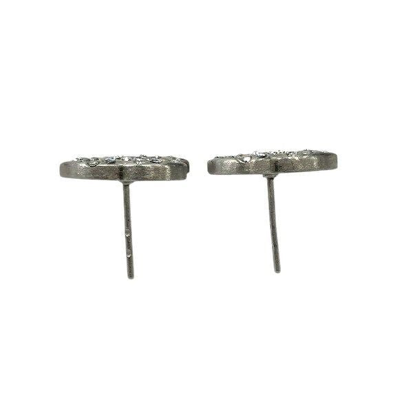 Chanel Silver B11p Coco Mark Rhinestone Brand Accessories Earrings Women's