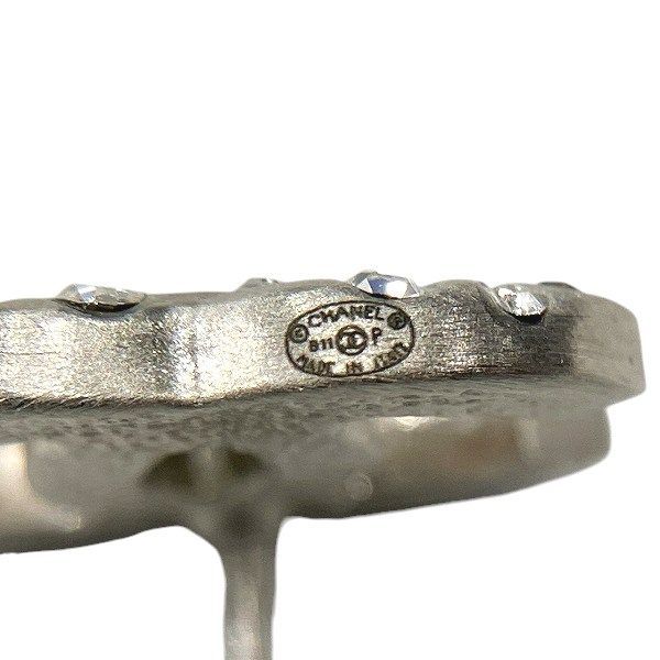 Chanel Silver B11p Coco Mark Rhinestone Brand Accessories Earrings Women's