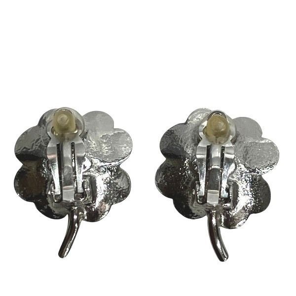 Chanel Cocomark 04p Clover Rhinestone Brand Accessories Earring Women's