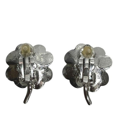 Chanel Cocomark 04p Clover Rhinestone Brand Accessories Earring Women's
