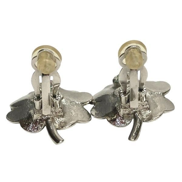 Chanel Cocomark 04p Clover Rhinestone Brand Accessories Earring Women's