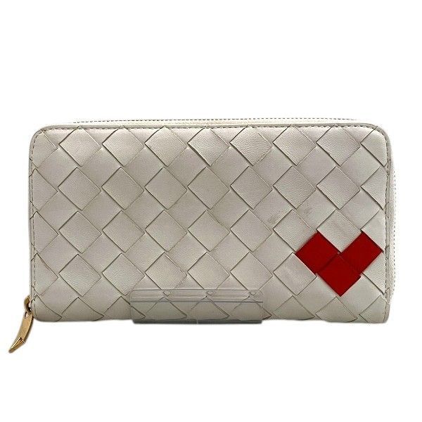 Bottega Veneta Intrecciato Heart Round Zipper Long Wallet Unisex