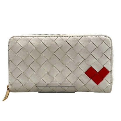 Bottega Veneta Intrecciato Heart Round Zipper Long Wallet Unisex