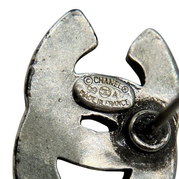 Chanel Silver 99a Here Mark Paris Alphabet Brand Accessories Earrings Ladies