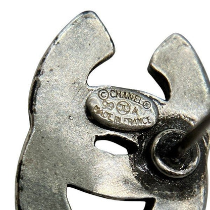 Chanel Silver 99a Here Mark Paris Alphabet Brand Accessories Earrings Ladies