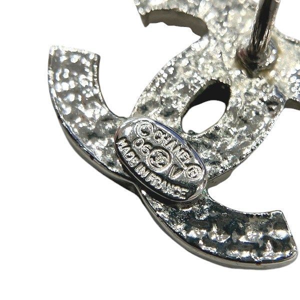 Chanel Silver 06v Coco Mark Rhinestone Brand Accessories Earrings Ladies