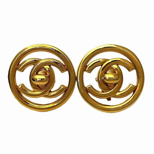 Chanel Coco Mark Round 97p Brand Accessories Earring Women's