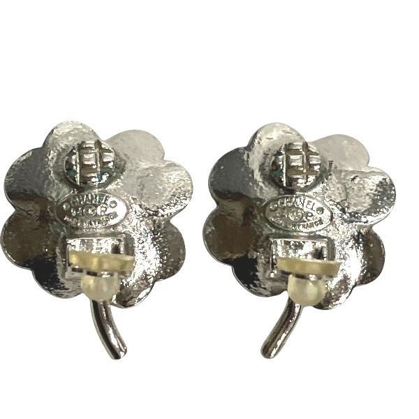 Chanel Cocomark 04p Clover Rhinestone Brand Accessories Earring Women's
