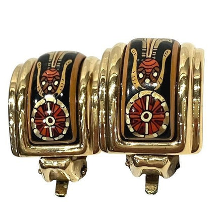 Hermes Enamel Cloisonné Brand Accessories Earring Women's
