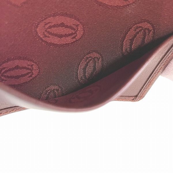 Cartier Mustline Bordeaux Leather Compact Mirror Brand Accessories Pass Case