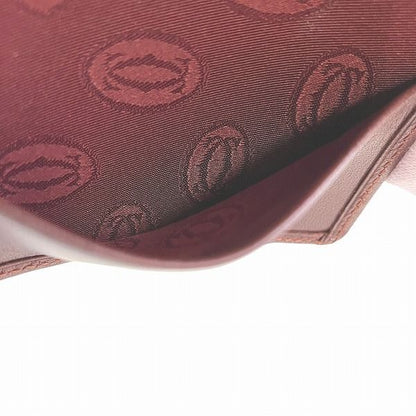 Cartier Mustline Bordeaux Leather Compact Mirror Brand Accessories Pass Case