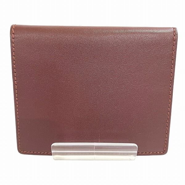 Cartier Mustline Bordeaux Leather Compact Mirror Brand Accessories Pass Case