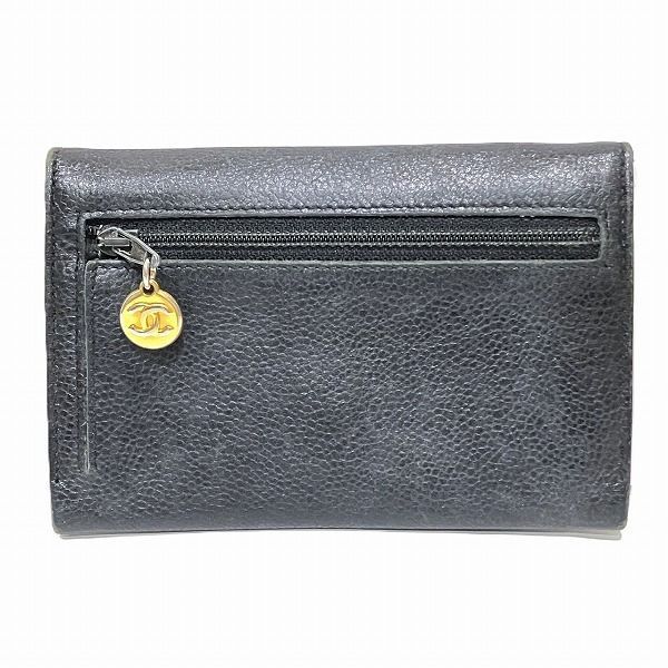 Chanel A01433 Coco Mark Caviar Skin Bifold Wallet Women's