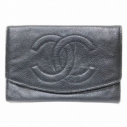 Chanel A01433 Coco Mark Caviar Skin Bifold Wallet Women's
