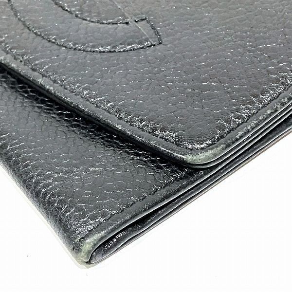 Chanel A01433 Coco Mark Caviar Skin Bifold Wallet Women's