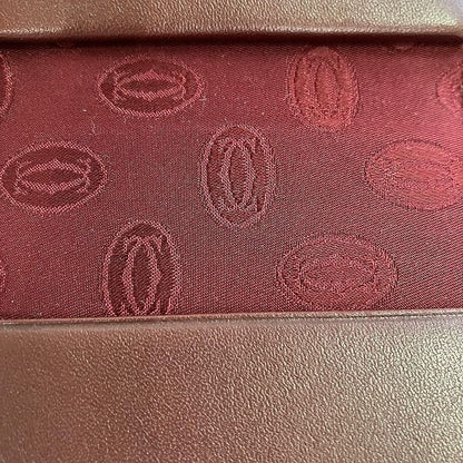 Cartier Mustline Bordeaux Leather Compact Mirror Brand Accessories Pass Case