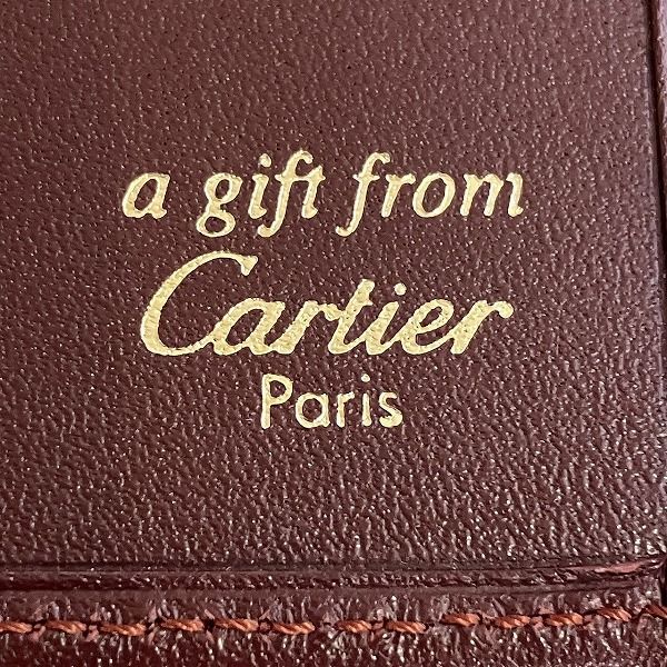 Cartier Mustline Bordeaux Leather Compact Mirror Brand Accessories Pass Case