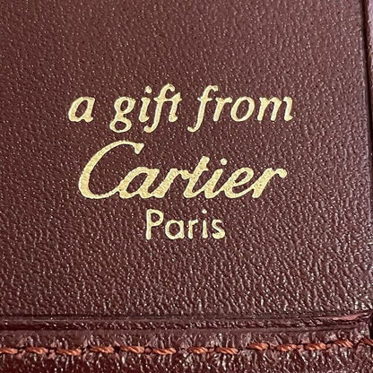 Cartier Mustline Bordeaux Leather Compact Mirror Brand Accessories Pass Case