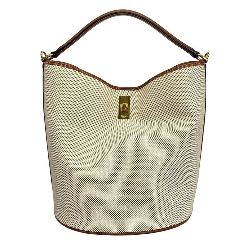 Celine Handbag 16 Bucket Bag Ivory and Brown
