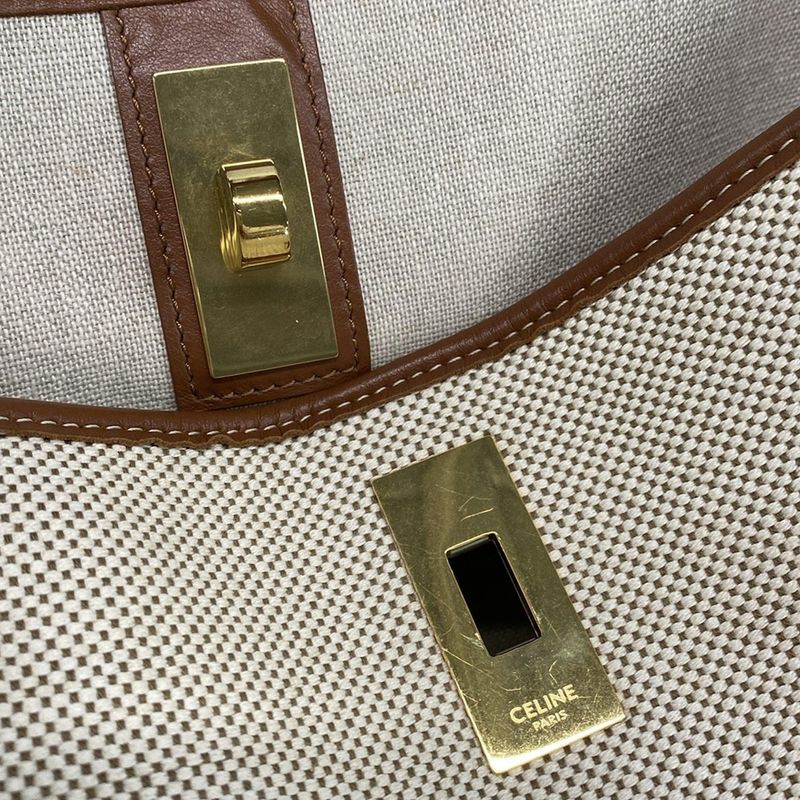 Celine Handbag 16 Bucket Bag Ivory and Brown