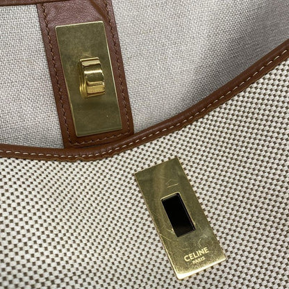 Celine Handbag 16 Bucket Bag Ivory and Brown