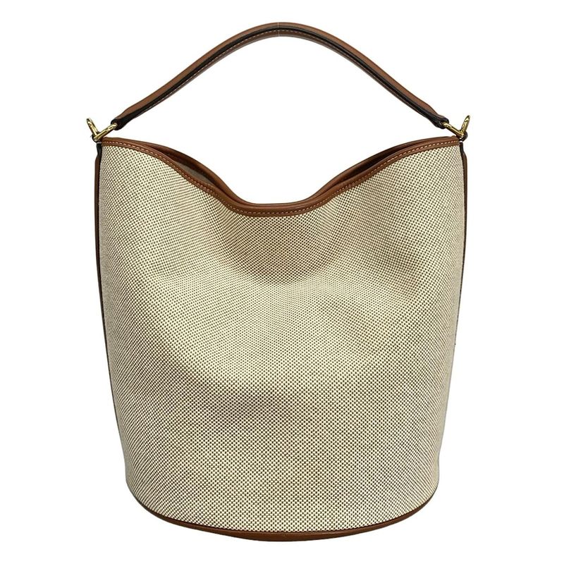 Celine Handbag 16 Bucket Bag Ivory and Brown