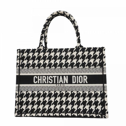 Christian Dior Tote Bag Book Tote Canvas White Black Cles Deuce