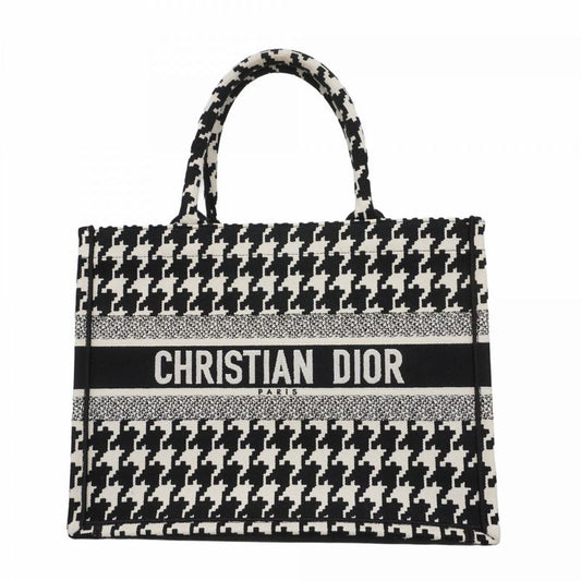 Christian Dior Tote Bag Book Tote Canvas White Black Cles Deuce