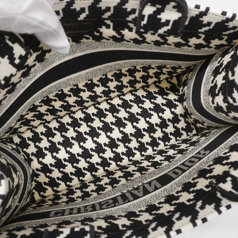 Christian Dior Tote Bag Book Tote Canvas White Black Cles Deuce