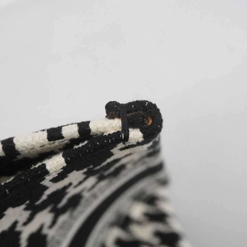 Christian Dior Tote Bag Book Tote Canvas White Black Cles Deuce