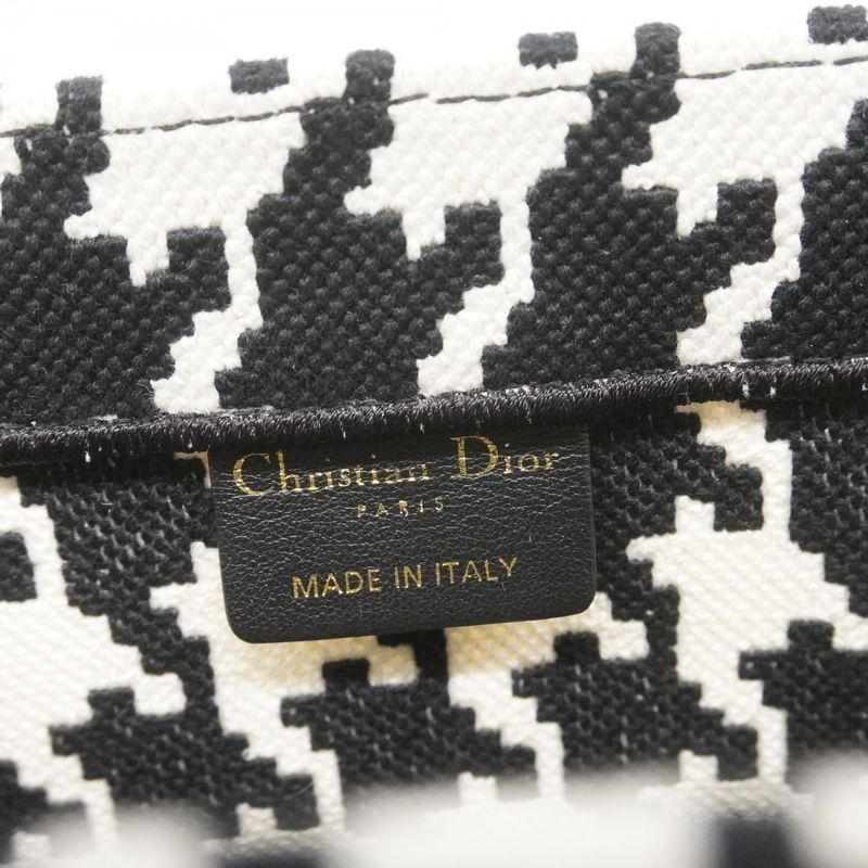 Christian Dior Tote Bag Book Tote Canvas White Black Cles Deuce