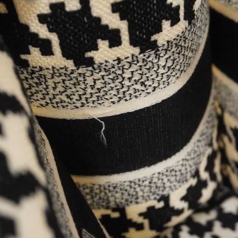 Christian Dior Tote Bag Book Tote Canvas White Black Cles Deuce